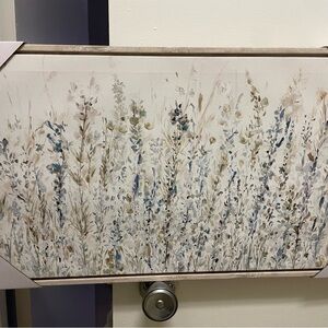 Floral Canvas Wall Art in Blue and Cream